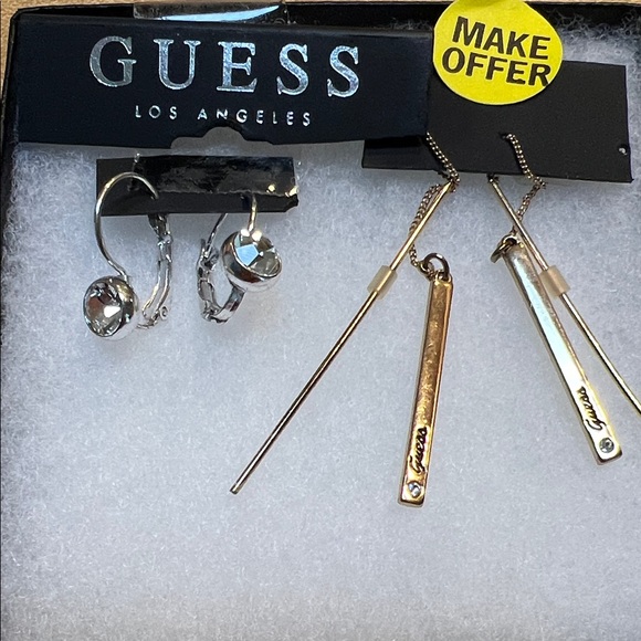 Guess Accessories - #0673+GUESS Silver and Yellow Gold Plated Earrings Set